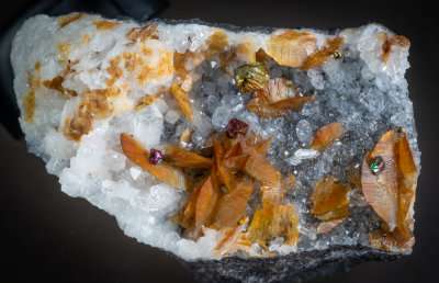 Siderite, chalcopyrite, quartz, Nant Helen opencast coal mine, Onllwyn, Neath Port Talbot, 32 mm x 20 mm x 20 mm