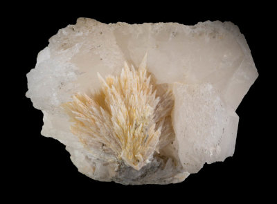 Yorkshire strontianite on quartz, Gunnerside Gill, Swaledale