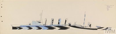 Dazzle design by Jan Gordon for  HMS Southampton [Port]. IWM.