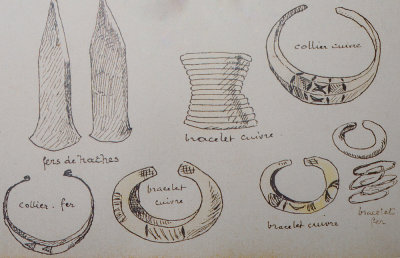 Fernand Grbert illustration of brass and copper neck rings and bracelets