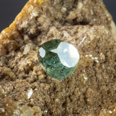 Fluorapatite complex gem crystal (7 mm), likely to be from Colcerrow, near the village of Luxulyan