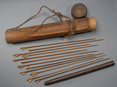 Fang poison darts with poison container and quiver, late 19th C