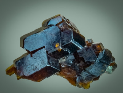 Afghan garnets showing rhombdodecahedron, trapezohedron bevels and rare trisoctahedron faces, 27 mm specimen, crystals to 15 mm
