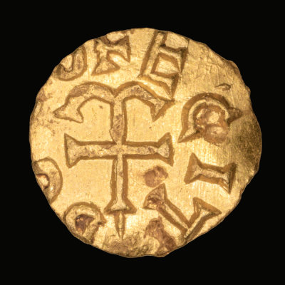 BOSOFECIT, imported 7th century anchored cross Frankish tremissis, published SCBI 69.1089 