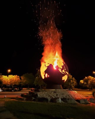 Bonfire after winning the last game of the forshortened baseball season