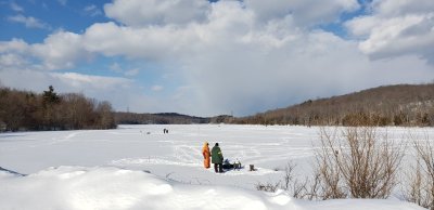 Ice fishing on Lake Aeroflex - View from the airport runway