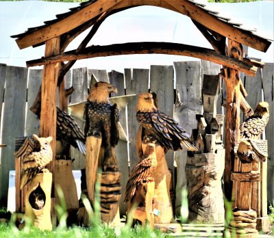 A peek at the local woodcarver's display - Brett McLain