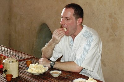 Eating tapioca in Vietnam.