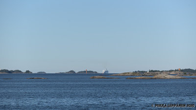 Ship between rocks