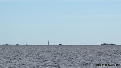 Sailing yacht in distance
