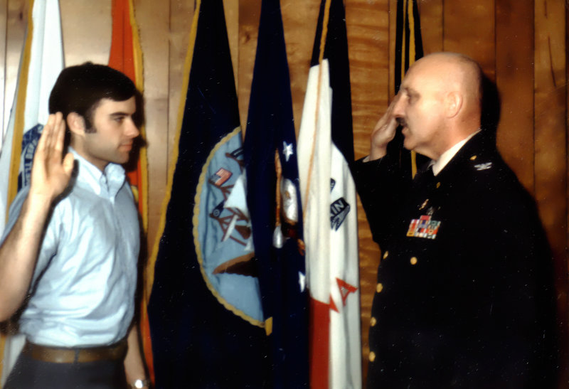 My father (Colonel Quinn Gray Smith) swears me in for my U.S. Air Force enlistment (April 1971)