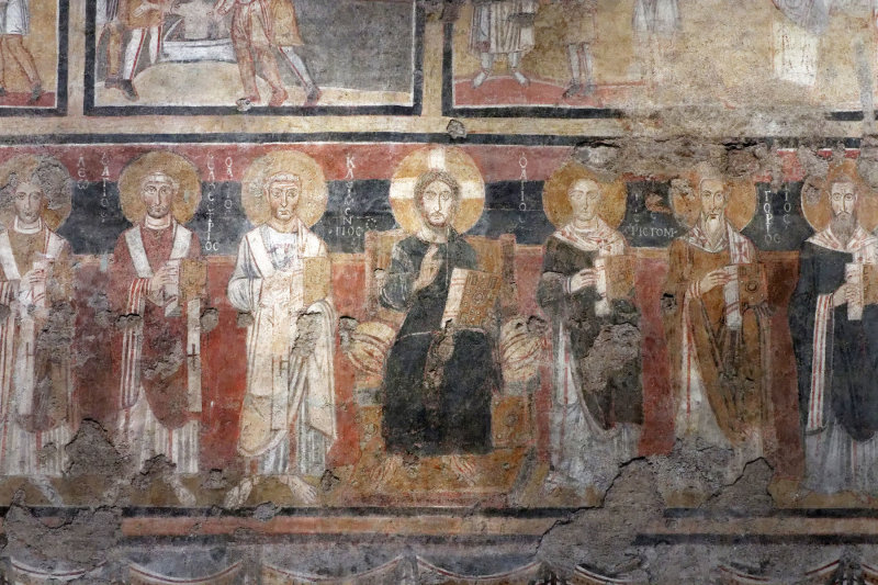 Fresque Byzantine du 7 me sicle ( Christ et saints )