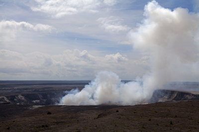 Halemaumau Pit Crater emitting sulfurous gases, Hawaii Volcanoes National Park, HI