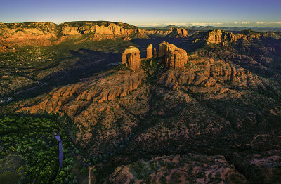 Aerial view of Cathedral Rocks, Sedona, AZ