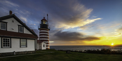 West Quoddy Head Lighthouse at sunrise, Lubec, ME