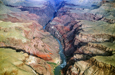 Colorado River showing Hance Rapids, and the beginning of the Inner Gorge, Grand Canyon National Park, AZ