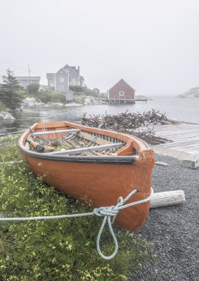 Red Boat in the Fog, Peggy's Cove, Nova Scotia