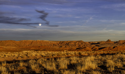 Moonrise over the Adeil Eichii Cliffs, Navajo Reservation, AZ