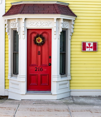 Door With an Artistic Rendition of the Canadian Flag