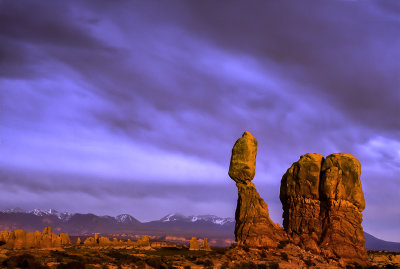 Crack Light on Balanced Rock, Arches National Park, UT