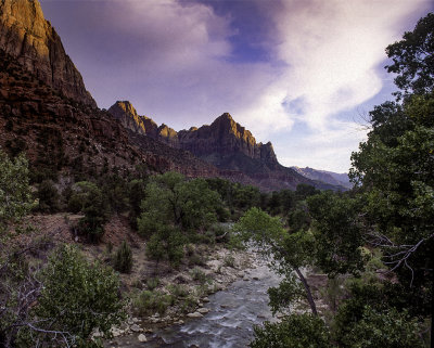 Virgin River and the Watchman, Zion National Park, UT