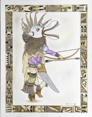 White Ogre Kachina, Bryson Outie, Navajo (Watercolor)