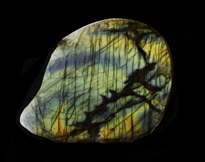 Iridescense due to twinning in Labradorite, Madagascar