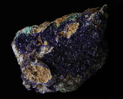 Copper Ore: Azurite (blue), Malachite (green), and Limonite (brown), Morenci Mine, AZ.