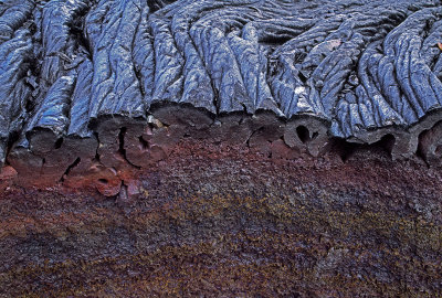 Cross section of Pahoehoe flow, Hawaii Volcanoes National Park, HI