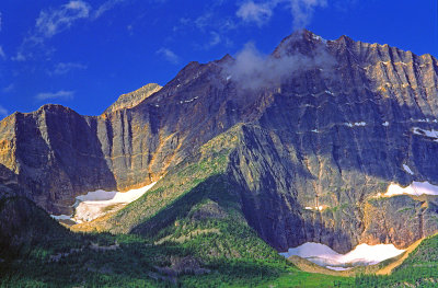 Cirque glaciers separated by arete, Mount Fryatt, Alberta, Canada