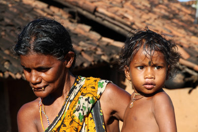 Hindu woman and child
