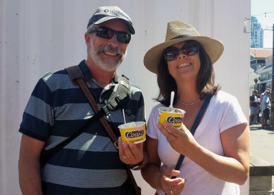 Enjoying Cows ice cream