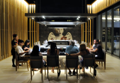 Sapporo Restaurant Table with Angel Mural