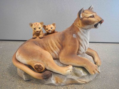 Mountain Lion and Kittens Decanter