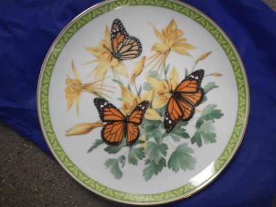 Monarch butterfiles and Columbines Plate