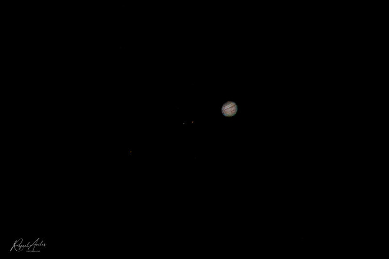 Jupiter and three of its moons at its closest approach to Earth