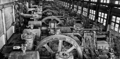 Giant flywheels at Bethlehem Steel, Pennsylvania.