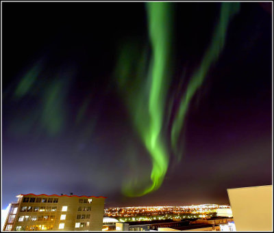 Aurora Borealis over City