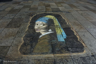    Cologne  Cathedral  court yard pavement art 