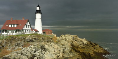 Portland Headlight   Storm aproaching suns last light