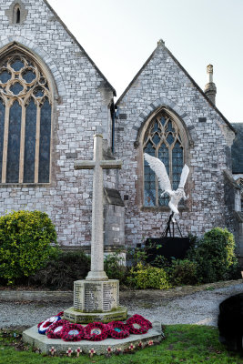 Driftwood Angel at Topsham church by local sculpture