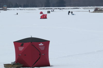 crazy ice fishers