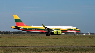 YL-CSK Air Baltic Airbus A220-300 - MSN 55039 painted in Lithuanian Flag special colours Aug 2019