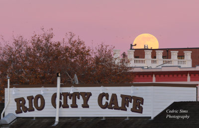 Full moon rising over Old Sacramento