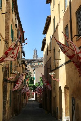 Siena A Contrada displaying proudly its flags