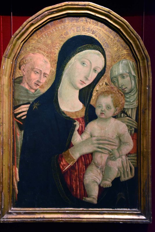  Madonna and Child with Saints Francis and Catherine of Siena (147680) - Matteo di Giovanni di Bartolo - 1473