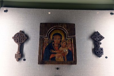 Icon of Mother of God Salus Populi Romani (17th c. AD) and Hand crosses (19th c. AD) - Ethiopia - 7189
