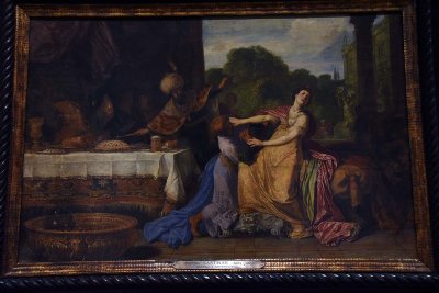 Ahasuerus and Haman at Esther's Feast. Haman Begging Esther for Mercy (1618-1619) - Pieter Lastman - 7741