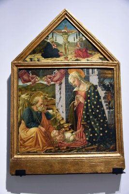 Adoration of the Child and the Crucifixion (15th c.) - Fra Diamante di Feo - 7770