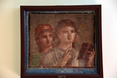 Panel with portrait of women with diptych and stylus - Herculaneum - 3932